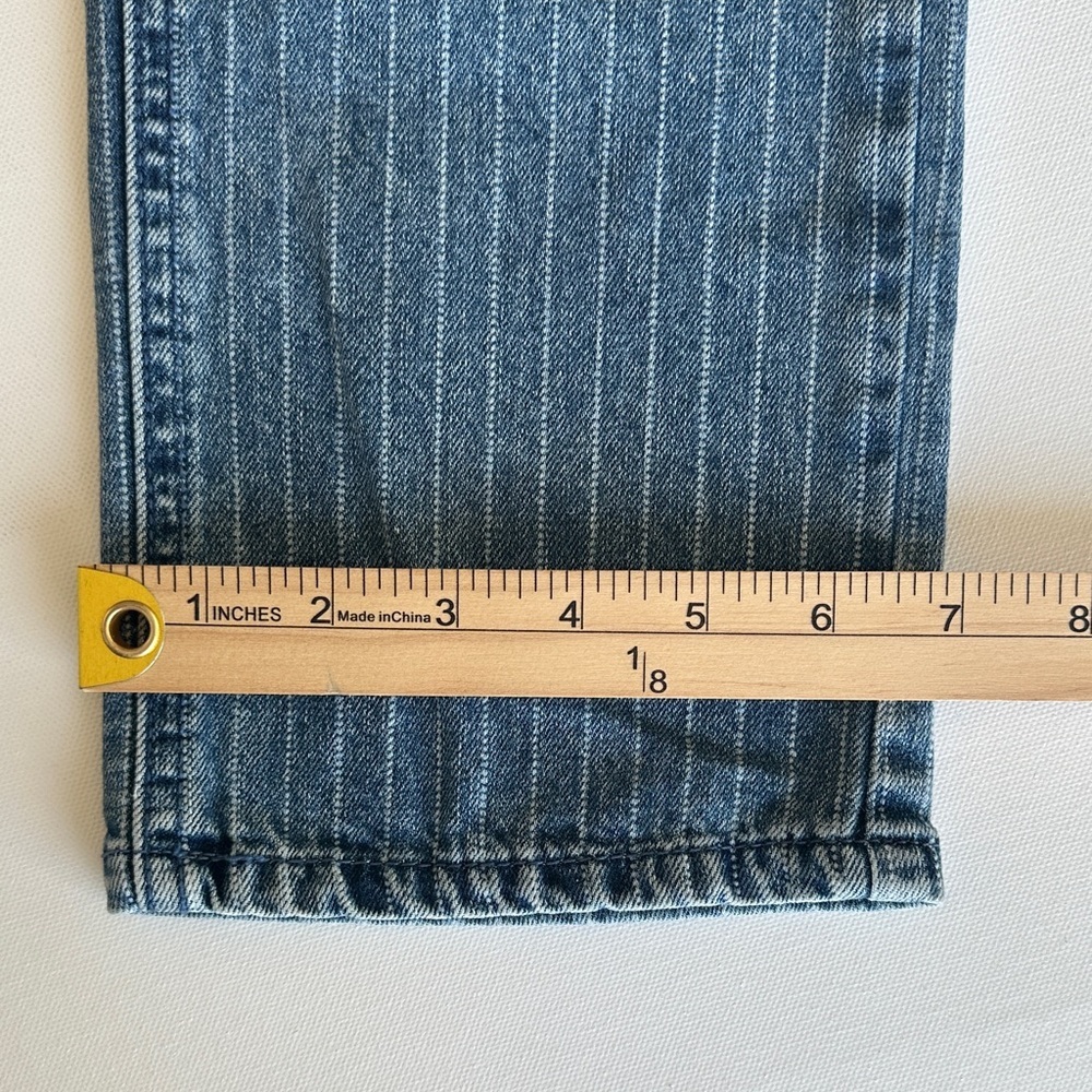 SoundStyle Size 8 Straight Leg Jeans Mid Rise Stripe Denim Ridged Front - Picture 8 of 10